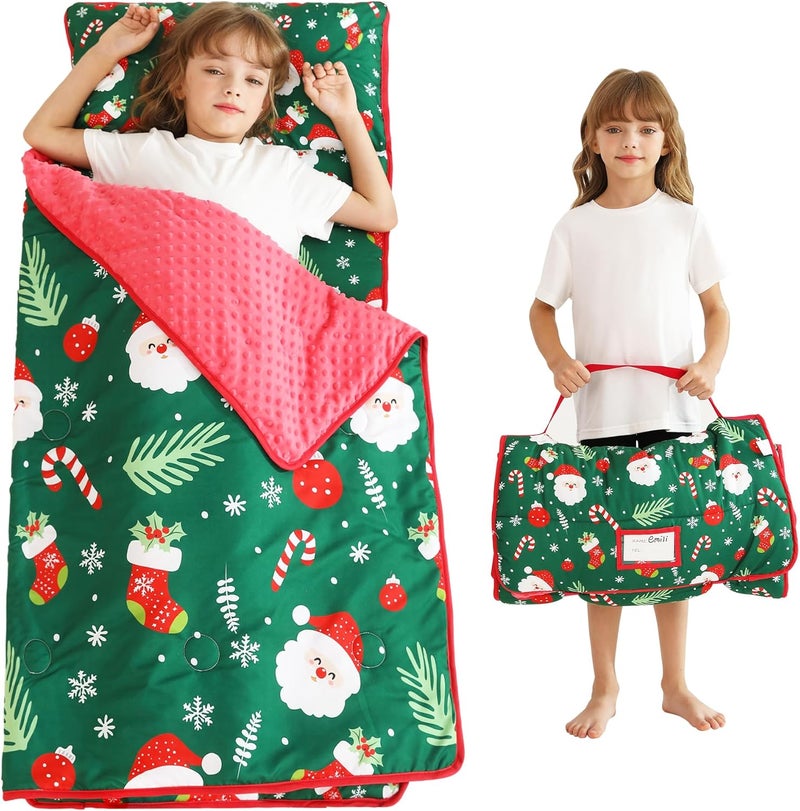 lasoftan Toddler Nap Mat with Pillow and Blanket, Extra Large Rolled Napping Mats,Slumber Bags for Boys Girls,Kids Sleeping Bag for Daycare, Preschool Travel Camping - Image 1